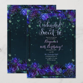 Invitación Jardín Encantado Verde Púrpura Resplandor Dulces 1