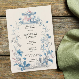 Invitación Jardín Encantado Victoriano Elegante Carrousel Nup