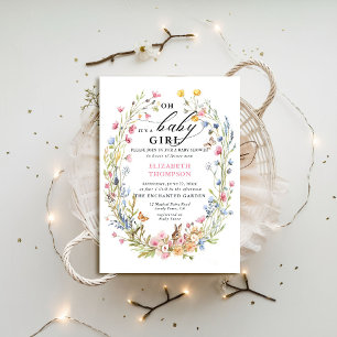 Invitación Jardín encantado Wildflower Bunny Bird Baby Shower