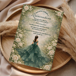 Invitación Jardín Esmeralda Rosa Quinceañera