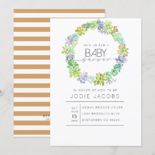 Invitación Jardín exitoso   Baby Shower acuarela