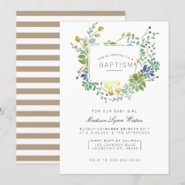 Invitación Jardín exitoso | Bautismo de acuarela floral
