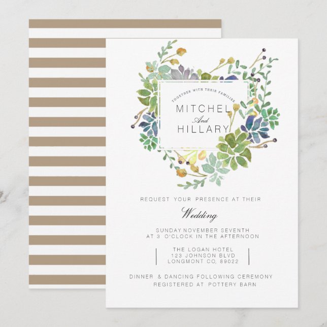 Invitación Jardín exitoso | Boda de acuarela floral (Anverso / Reverso)