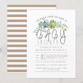 Invitación Jardín exitoso de la moda | Baby Shower acuarela