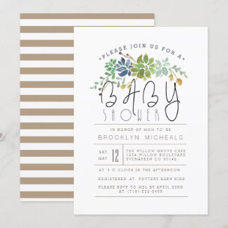 Invitación Jardín exitoso de la moda | Baby Shower acuarela