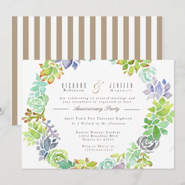 Invitación Jardín exitoso | Fiesta de aniversario de acuarela (Anverso / Reverso)