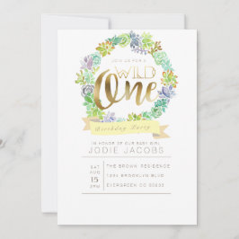 Invitación Jardín exitoso | Primera Cumpleaños de la acuarela