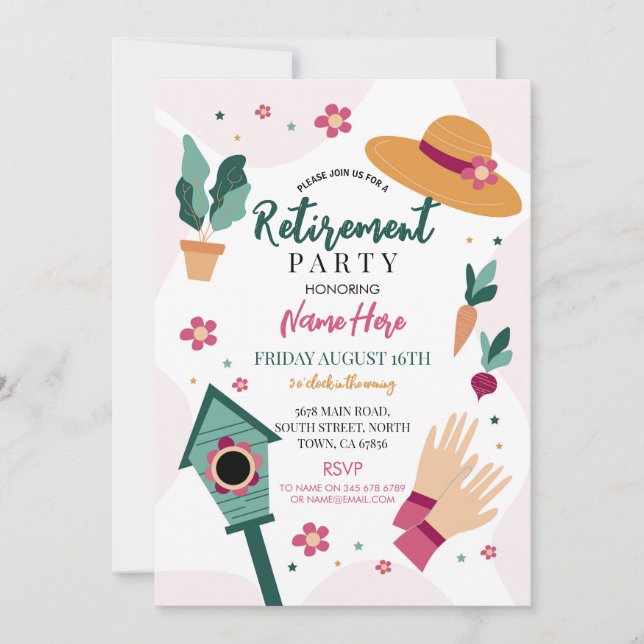 Invitación Jardín Fiesta de la Cena de Jubilación de Mujeres (Anverso)