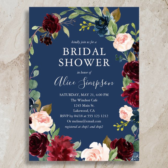 Invitación Jardín Flor Azul Otoño Despedida de Soltera (Subido por el creador)
