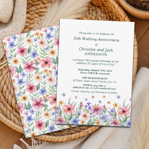 Invitación Jardín Floral Acuarela 25 Aniversario de Boda