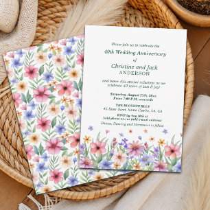 Invitación Jardín Floral Acuarela 40º Aniversario de Boda