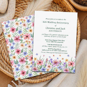 Invitación Jardín Floral Acuarela 45º Aniversario de Boda
