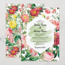 Invitación Jardín floral, acuarela y Boda geométrico