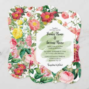 Invitación Jardín floral, acuarela y Boda geométrico Invi