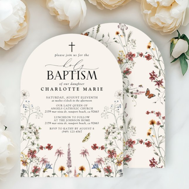 Invitación Jardín floral Bautismo Santo acuarela Flor silvest (Subido por el creador)