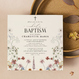 Invitación Jardín floral Bautismo Santo acuarela Flor silvest