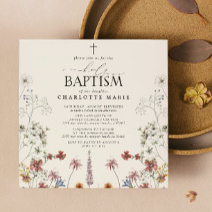 Invitación Jardín floral Bautismo Santo acuarela Flor silvest