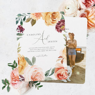 Invitación Jardín Floral Boho   Boda Casual con Foto