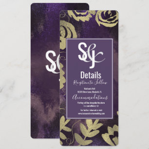 Invitación Jardín Floral Botánico Rosa Dorado Púrpura Boda