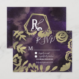 Invitación Jardín Floral Botánico Rosa Dorado Púrpura Boda