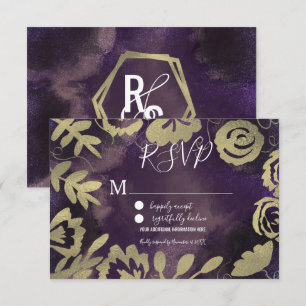 Invitación Jardín Floral Botánico Rosa Dorado Púrpura Boda