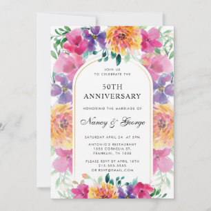 Invitación Jardín floral colorido 50 aniversario Boda