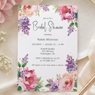 Invitación Jardín Floral de Acuarela para Despedida de Solter