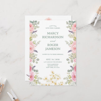 Invitación Jardín Floral de Acuarela Suave