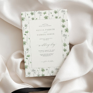 Invitación Jardín floral de flores silvestres verde salvia bo