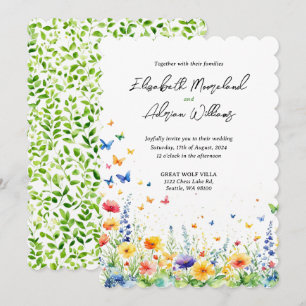 Invitación Jardín Floral de Mariposas de Primavera