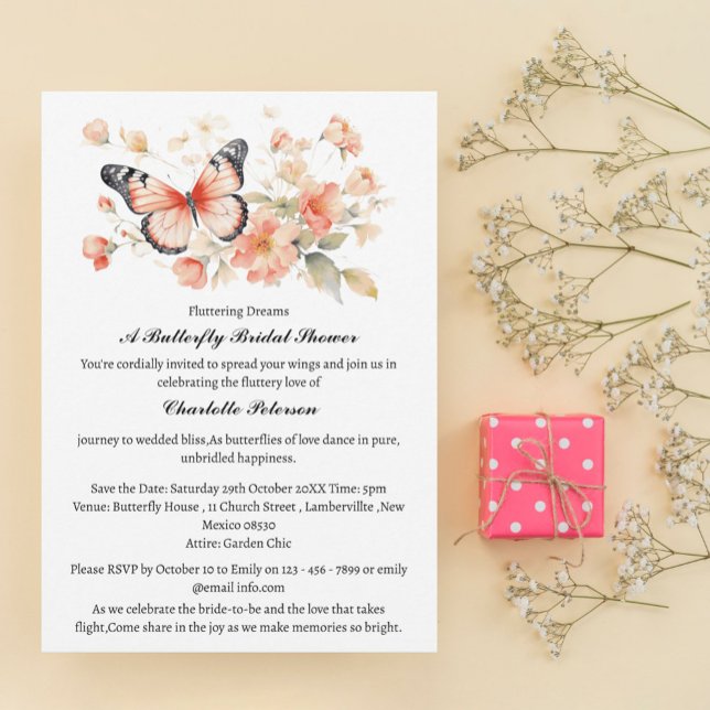 Invitación Jardín Floral de Mariposas Elegantes (Subido por el creador)