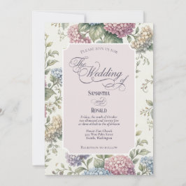 Invitación Jardín Floral de Pastel Hortensias Flores Boda
