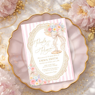 Invitación Jardín Floral de Perlas y Prosecco para Despedida