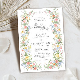 Invitación Jardín Floral de Primavera Ornado con Flores Silve
