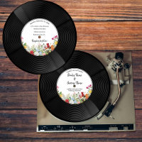 Jardín floral de vinilo de música boda vintage