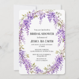 Invitación Jardín Floral de Wisteria Púrpura para Despedida d