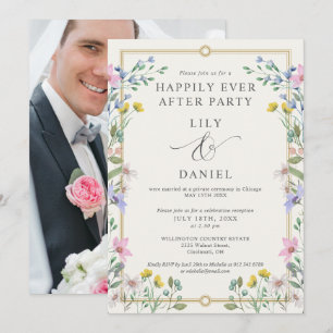 Invitación Jardín Floral Foto Boda Felices Para Siempre
