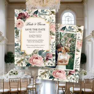 Invitación Jardín floral francés Vintage Elegante Rosa de oro