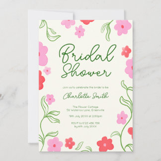 Invitación Jardín floral lindo y brillante ducha de novia