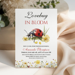 Invitación Jardín Floral: Lovebug Rojo en Flor Baby Shower
