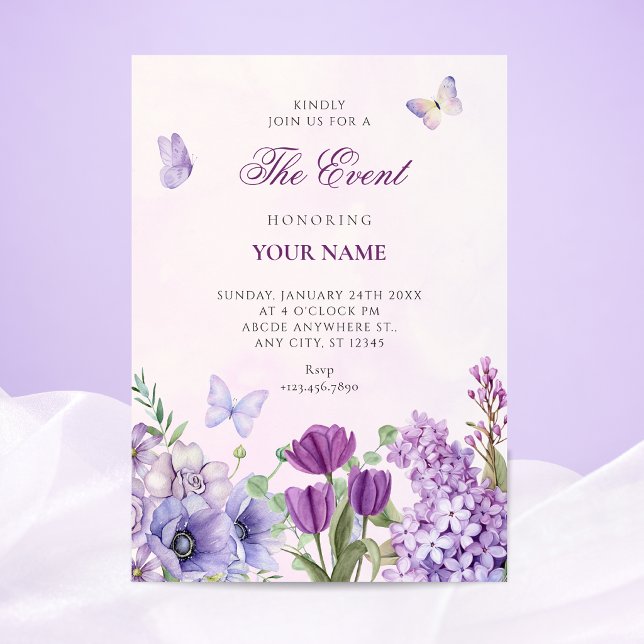 Invitación Jardín floral morado (Subido por el creador)