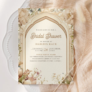 Invitación Jardín Floral Pavos Reales Palacio Indio Despedida