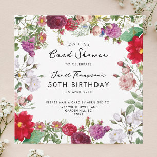 Invitación Jardín Floral Regadera por correo Cumpleaños