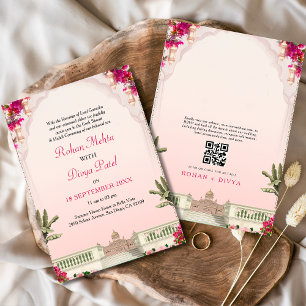 Invitación Jardín floral rosado Invitat Boda colorido indio