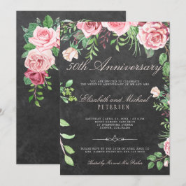 Invitación Jardín Floral Rústico 50 Aniversario de Boda