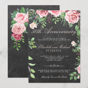 Invitación Jardín Floral Rústico 50 Aniversario de Boda