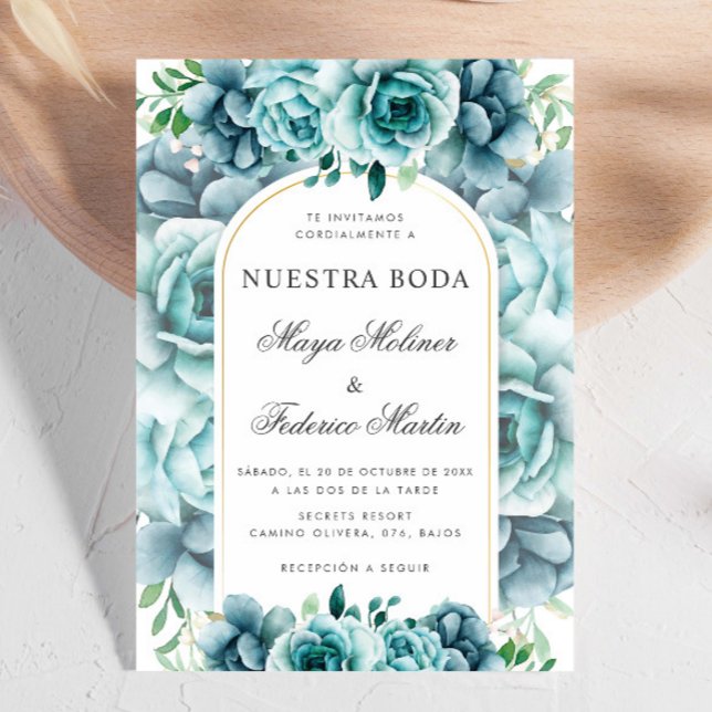Invitación Jardín floral verde Nuestra Boda Boda española (Subido por el creador)
