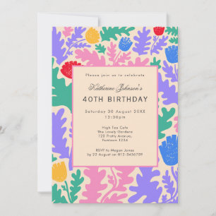 Invitación Jardín floral vibrante 40 cumpleaños