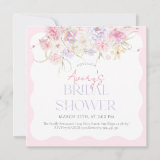 Invitación Jardín Floral Wavy Flor silvestre moderna ducha de