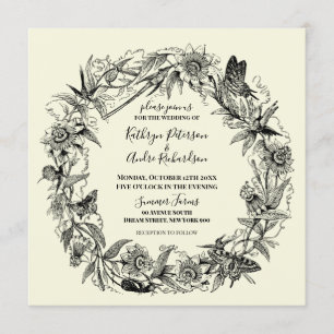 Invitación Jardín floral y Boda mariposa